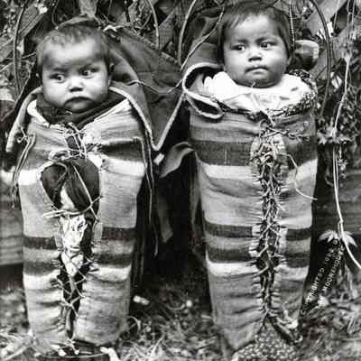 Native American Babies in Traditional Baby Carriers 1898 - Jones Twins - Cayuse Tribe
