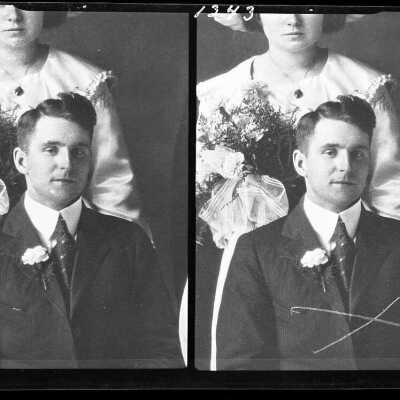 Photograph of a man and a womaan for Mrs. John Goldade - January 1930 - Negative