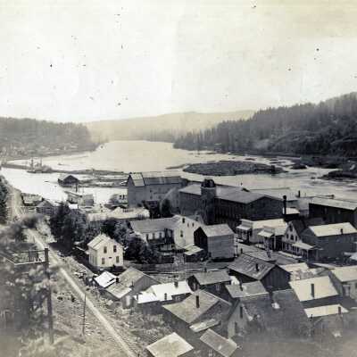 Oregon City and Willamette Falls View 1873