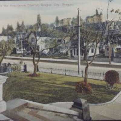 The View Looking East toward Main Street from the Courthouse Steps - 1908 - Oregon City, Oregon - Postcard