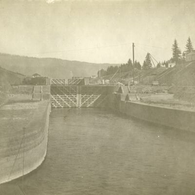 Cascade Locks Under Construction - Columbia River, Oregon - No Date
