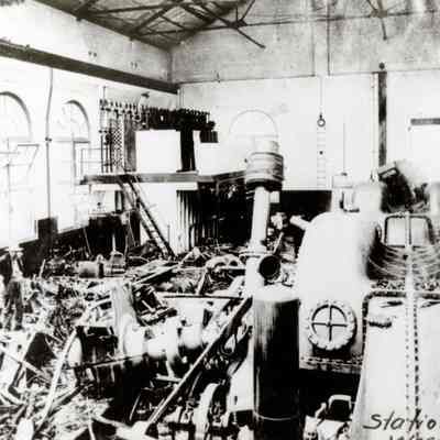 Cazadero Dam Station G - June 1908 - After Equipment Explosion - Clackamas River, Oregon