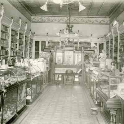 Howell and Jones Drug Store - Interior of drug store c. 1901