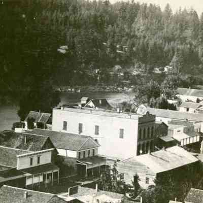 Oregon City 1874 - Main Street - Charles Pope Hardware and Hall - Corner of 4th and Main Streets, Oregon City, Oregon