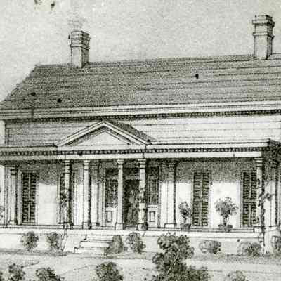 The George Abernethy House from Charman & Warner Lithograph of Oregon City.