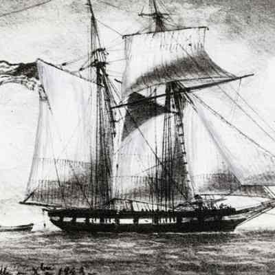 Photograph of Drawing of a Large 2 Masted Sailing Ship 1843