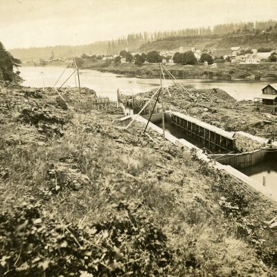 Willamette Falls Locks 1873 - Under Construction