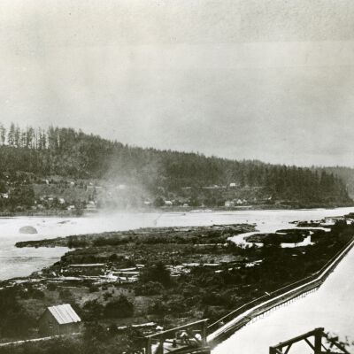 Willamette Falls Locks 1873 - with Steamboat "Maria Wilkins" - First Steamboat through the Locks