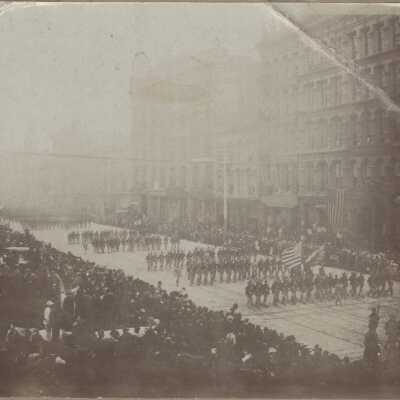 San Francisco, California - Parade of Troops - Oregon Spanish American War Troops Marching on Market Street after returning from the Philippines - 1898