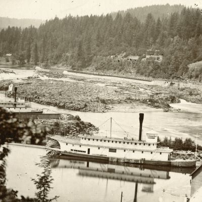 Willamette Falls - 1874 - Steamboats "Alice" and "Success" in Boat Basin - Oregon City
