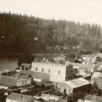 Oregon City 1874 - Showing Charles Pope Hardware and Hall - Corner of 4th and Main Streets