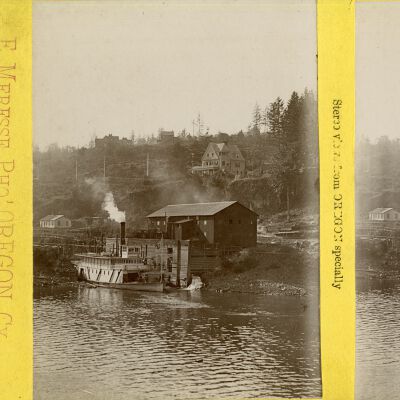 Steamboat "Elmore" - 1886 - Willamette Falls Locks - Stereoscopic