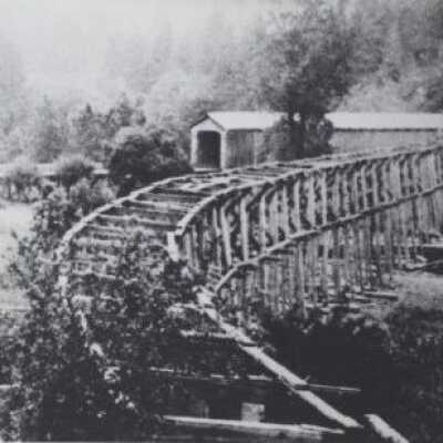 Construction of Railroad Trestle 1930s - Next to Carver Bridge - Over Clackamas River at Carver, Oregon