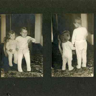 Unknown Boy and Girl in Pajamas (Front and Back Photos)