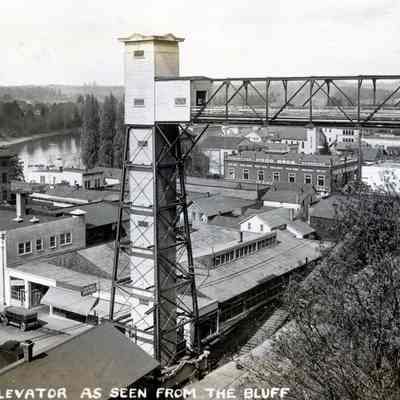 Oregon City's Old Elevator Seen From Bluff