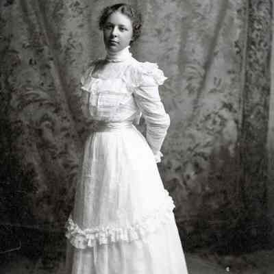 Unknown Young Woman in White Dress - Studio Portrait 1898