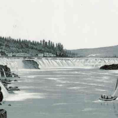 Willamette Falls Drawing with Sailboat
