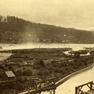 Willamette Falls Locks 1873 - with Steamboat "Marie Wilkins"