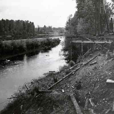 Railroad Tracks Along the River - Unknown Location or Date