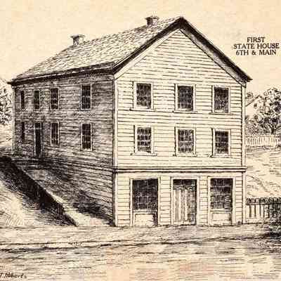 Drawing of the 1st State House, Oregon City