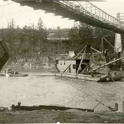 Oregon City Suspension Bridge Prior to Destruction 1921