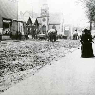 Oregon City 1891 - Circus Parade Down Main Street - Elephants Procession