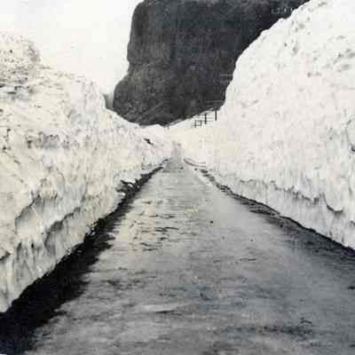 1921 Snowstorm - Columbia River Gorge - Highway at Oneonta Falls