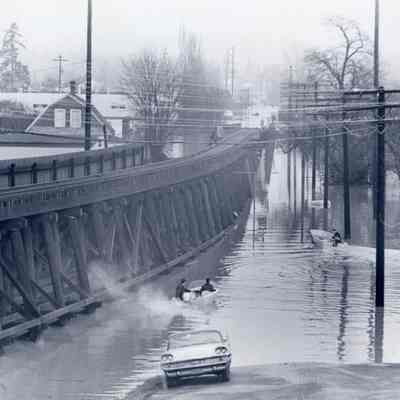 1964 Flood - Center Street and Railroad Trestle - North End of Oregon City