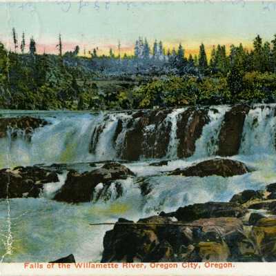Willamette Falls - Colorized Postcard