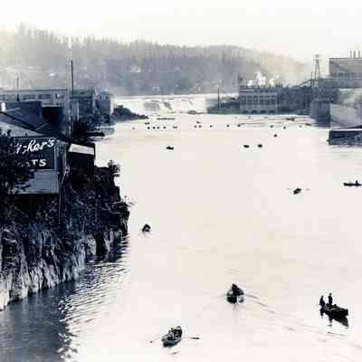 Willamette River and Falls with Fishermen