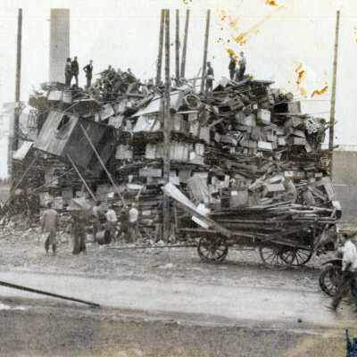 Oregon State College Football Bonfire Pile for Homecoming - computer enhanced image