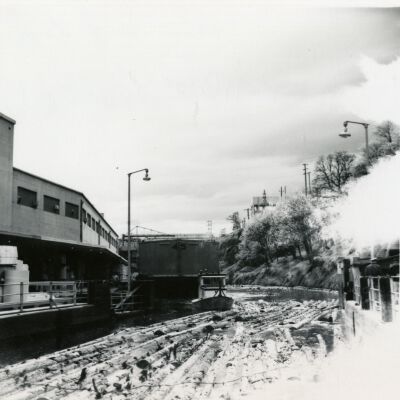 Log Raft and Barge Traffic - Willamette Falls Locks Oregon - No Date