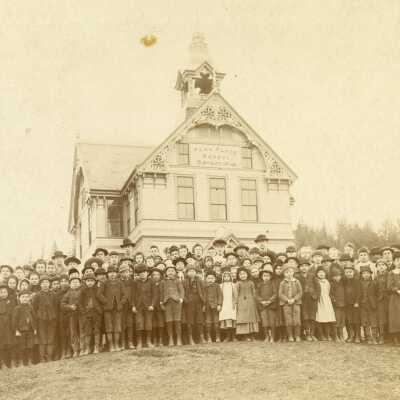 Park Place School Building with Students - 1893