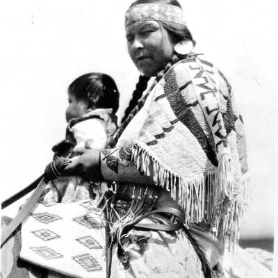 Frontier Days - Native American Woman and Baby on Horse