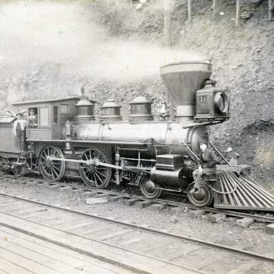 Southern Pacific Steam Locomotive and Business Car at Oregon City station - 1895