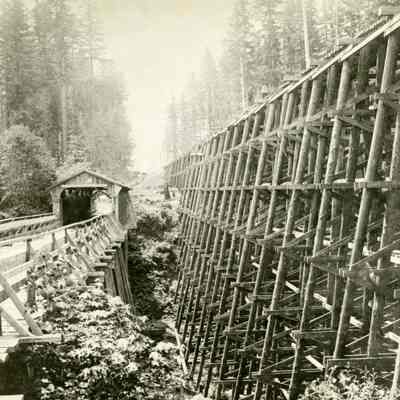 Eagle Creek Covered Bridge and Railroad Bridge 1903