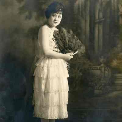 Unknown Woman with Feather Fan - Studio Protrait