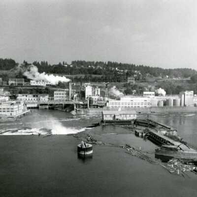 Crown Zellerbach Mill Viewed from Above Willamette Falls.: Copyright: None; Origsize: 8" x 10"; Origformat: Print-Photographic