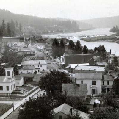 Oregon City, 8th and Main Streets to the Falls. 1885.: Copyright: None; Origsize: 6" x 8"; Origformat: Print-Photographic