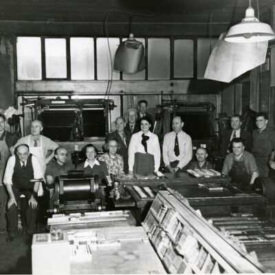 Staff of O.C. Enterprise, last day, 1945: Origformat: Print-Photographic