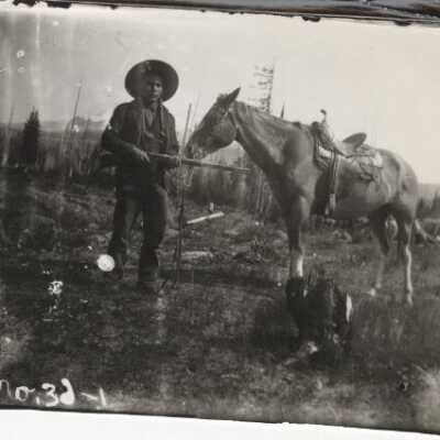 Native American in Front of Mt. Hood
