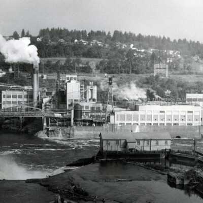 Crown Zellerbach Mill Viewed from Above Willamette Falls.: Copyright: None; Origsize: 8" x 10"; Origformat: Print-Photographic