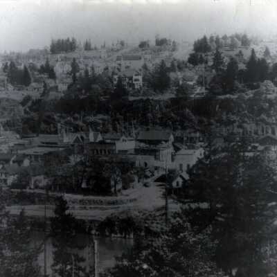 Oregon City from West Linn. 1892.: Copyright: None; Origsize: 8" x 10"; Origformat: Print-Photographic