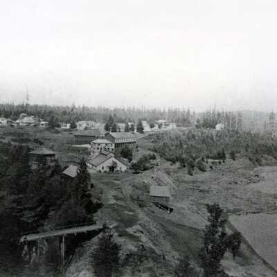 First Iron Smelter at Oswego, Oregon. 1870s.: Copyright: None; Origsize: 8" x 10"; Origformat: Print-Photographic