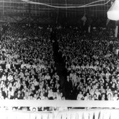 Gladstone Chautauqua Park Auditorium Interior 1919 - Rev. Billy Sunday Service.