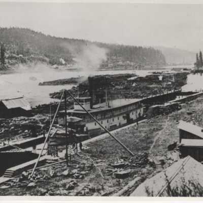 Willamette Falls Locks 1874 - with Steamboat "Governor Grover"
