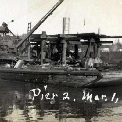 Building of Pier #2 of Oregon City Electric Railroad Bridge at Wilsonville.