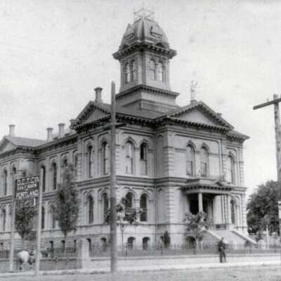 Clackamas County Courthouse. 1888.: Copyright: None; Origsize: 5" x 7"; Origformat: Print-Photographic
