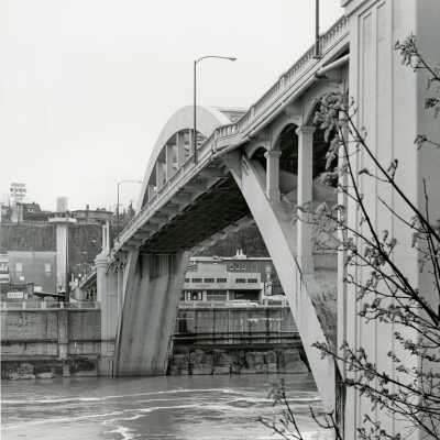 Oregon City and the Arch Bridge as Seen from Bluff at 8th Street.