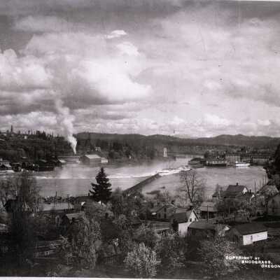 Canemah 1902 - Willamette Falls, West Linn and Oregon City from Canemah Bluff